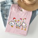 XL Blossom Light Pink Christmas Ducks, Farm Animals, Santa, Winter, Snow, Xmas Scene Comfort Colors Tee
