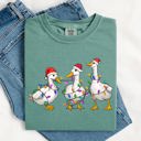 XXXL Light Green Christmas Ducks, Farm Animals, Santa, Winter, Snow, Xmas Scene Comfort Colors Tee