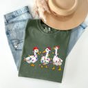 XXL Moss Dark Green Christmas Ducks, Farm Animals, Santa, Winter, Snow, Xmas Scene Comfort Colors Tee