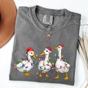 XL Pepper Dark Gray Christmas Ducks, Farm Animals, Santa, Winter, Snow, Xmas Scene Comfort Colors Tee