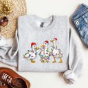 Small Ash Light Gray Christmas Ducks And Santa With Playful Farm Animals On A Cozy Winter Snow Scene Full Graphic Illustration Sweatshirt