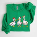 Large Irish Bright Green Christmas Ducks And Santa With Playful Farm Animals On A Cozy Winter Snow Scene Full Graphic Illustration Sweatshirt