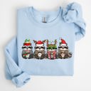 XL Light Blue Christmas Raccoons Santa Winter Snow Xmas Raccoon Lovers Festive Cozy Holiday Cheer Sweatshirt