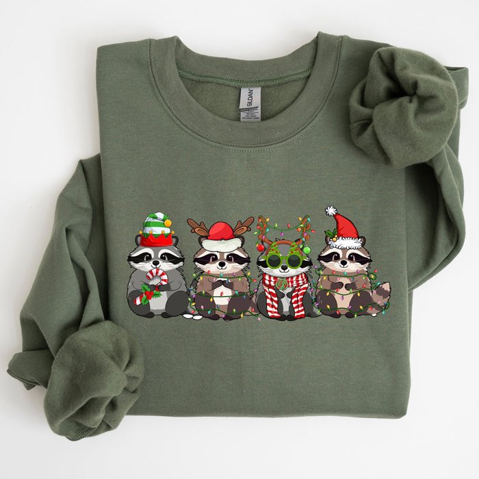 Christmas Raccoons Santa Winter Snow Xmas Raccoon Lovers Festive Cozy Holiday Cheer Sweatshirt