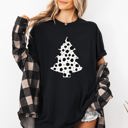 Large Black Christmas Tree Dalmatian Animal Print Winter Xmas Santa Comfort Colors Tee