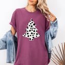 Medium Berry Red Christmas Tree Dalmatian Animal Print Winter Xmas Santa Comfort Colors Tee
