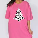 Small Crunchberry Pink Christmas Tree Dalmatian Animal Print Winter Xmas Santa Comfort Colors Tee