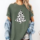 Small Moss Dark Green Christmas Tree Dalmatian Animal Print Winter Xmas Santa Comfort Colors Tee