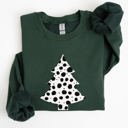 Large Forest Green Dalmatian Christmas Tree Santa Animal Print Winter Holiday Scene With Festive Cheer Sweatshirt