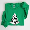Medium Irish Bright Green Dalmatian Christmas Tree Santa Animal Print Winter Holiday Scene With Festive Cheer Sweatshirt