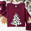 Medium Maroon Dalmatian Christmas Tree Santa Animal Print Winter Holiday Scene With Festive Cheer Sweatshirt