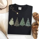 Large Black Classic Christmas Trees Winter Snow Santa Holiday Scene Cozy Timeless Festive Vintage Charm Comfort Colors Tee