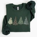 Large Forest Green Christmas Trees Winter Snow Santa Festive Cozy Warm Holiday Scene With Twinkling Lights And Ornaments Sweatshirt