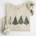 Small Sand Christmas Trees Winter Snow Santa Festive Cozy Warm Holiday Scene With Twinkling Lights And Ornaments Sweatshirt