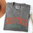 XXL Pepper Dark Gray Christmas Vibes Retro Varsity Santa Snow Xmas Holiday Spirit Edition Comfort Colors Tee