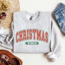 Small Ash Light Gray Christmas Vibes Retro Varsity Santa Snow Xmas Holiday Cheer Vintage Inspired Classic Seasonal Sweatshirt