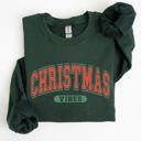 Large Forest Green Christmas Vibes Retro Varsity Santa Snow Xmas Holiday Cheer Vintage Inspired Classic Seasonal Sweatshirt