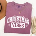 XXXL Berry Red Christmas Vibes Snowflakes Retro Varsity Santa Snow Xmas Holiday Edition Vintage Style Comfort Colors Tee