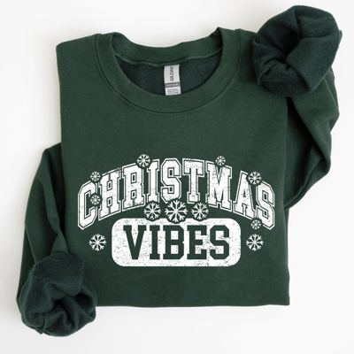Christmas Vibes Snowflakes Retro Varsity Santa Snow Xmas Sweatshirt