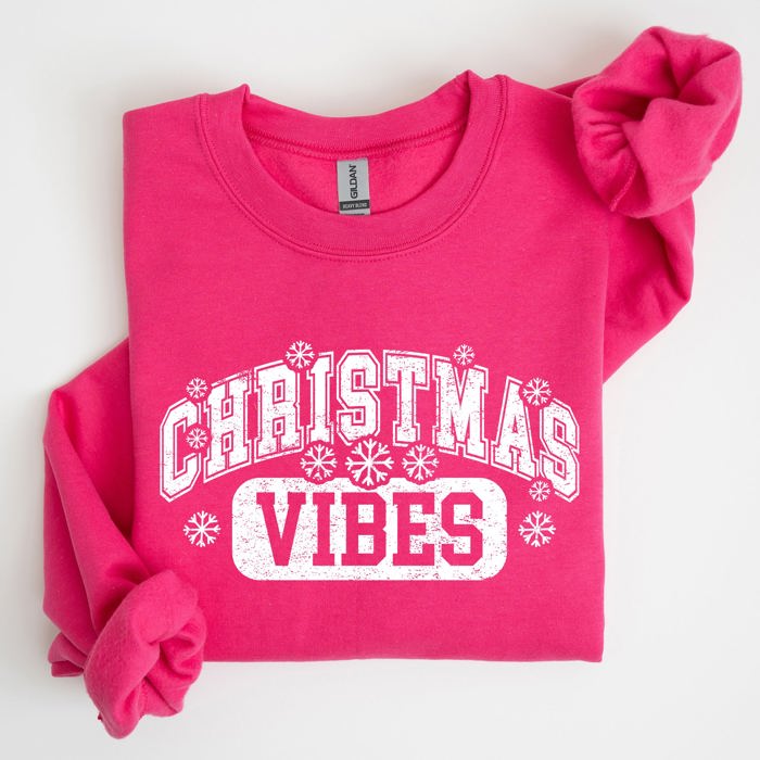 Christmas Vibes Snowflakes Retro Varsity Santa Snow Xmas Sweatshirt