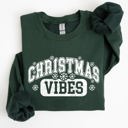 XXL Forest Green Christmas Vibes Snowflakes Retro Varsity Santa Snow Xmas Sweatshirt