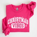 XL Heliconia Bright Pink Christmas Vibes Snowflakes Retro Varsity Santa Snow Xmas Sweatshirt