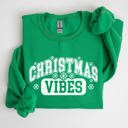 Small Irish Bright Green Christmas Vibes Snowflakes Retro Varsity Santa Snow Xmas Sweatshirt
