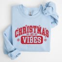 Small Light Blue Christmas Vibes Snowflakes Retro Varsity Santa Snow Xmas Sweatshirt