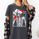 XXXL Pepper Dark Gray Coffee Lover Santa Skeleton Christmas Snow Winter Holiday Scene Comfort Colors Tee