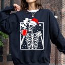 XXL Black Coffee Lover Santa Skeleton Christmas Snow Winter Xmas Festive Latte Edition Sweatshirt