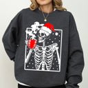 XXL Dark Gray Heather Coffee Lover Santa Skeleton Christmas Snow Winter Xmas Festive Latte Edition Sweatshirt