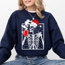 Small Navy Coffee Lover Santa Skeleton Christmas Snow Winter Xmas Festive Latte Edition Sweatshirt