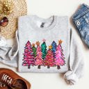 XXXL Ash Light Gray Colorful Christmas Tree Retro Santa Winter Xmas Festive Ornament Artwork Edition Sweatshirt