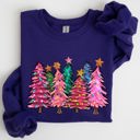 XXXL Purple Colorful Christmas Tree Retro Santa Winter Xmas Festive Ornament Artwork Edition Sweatshirt