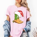 Medium Blossom Light Pink Cowboy Boots Christmas Santa Country Western Xmas Holiday Edition Comfort Colors Tee