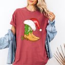 Medium Crimson Red Cowboy Boots Christmas Santa Country Western Xmas Holiday Edition Comfort Colors Tee