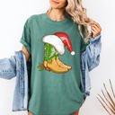 Small Light Green Cowboy Boots Christmas Santa Country Western Xmas Holiday Edition Comfort Colors Tee