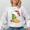 Large Ash Light Gray Cowboy Boots Christmas Santa Country Western Xmas Holiday Edition Limited Sweatshirt