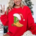 Large Red Cowboy Boots Christmas Santa Country Western Xmas Holiday Edition Limited Sweatshirt