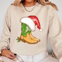 XXL Sand Cowboy Boots Christmas Santa Country Western Xmas Holiday Edition Limited Sweatshirt