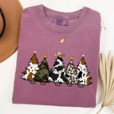 Small Berry Red Cowboy Christmas Trees With Winter Snow Santa Silhouette Western Holiday Scene Comfort Colors Tee