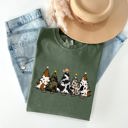 Small Moss Dark Green Cowboy Christmas Trees With Winter Snow Santa Silhouette Western Holiday Scene Comfort Colors Tee