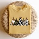 Small Mustard Cowboy Christmas Trees With Winter Snow Santa Silhouette Western Holiday Scene Comfort Colors Tee