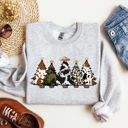 Small Ash Light Gray Cowboy Christmas Trees Winter Snow Santa Holiday Ranch Scene With Frosty Pines And Rustic Lodge Details Sweatshirt