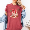  Cowgirl Boots Cowboy Bows Mistletoe Christmas Santa Country Western Xmas Comfort Colors Tee