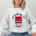 Medium Ash Light Gray Crushing It Retro Nutcracker Christmas Ballet Winter Santa Xmas Holiday Edition Sweatshirt
