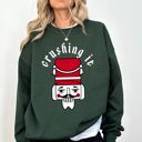 XL Forest Green Crushing It Retro Nutcracker Christmas Ballet Winter Santa Xmas Holiday Edition Sweatshirt