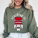 Large Military Green Crushing It Retro Nutcracker Christmas Ballet Winter Santa Xmas Holiday Edition Sweatshirt