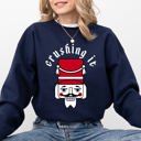 XXXL Navy Crushing It Retro Nutcracker Christmas Ballet Winter Santa Xmas Holiday Edition Sweatshirt