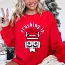 Medium Red Crushing It Retro Nutcracker Christmas Ballet Winter Santa Xmas Holiday Edition Sweatshirt